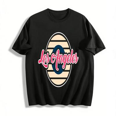 Vintage Los Angeles Print Casual Short Sleeve Tee Pure Cotton T-shirt