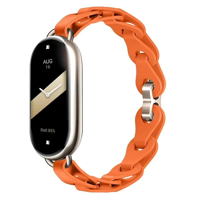 Silicone Strap for Xiaomi Mi 8 Band Chain Buckle Bracelet for Miband 8 NFC Fashion Lady Style Replacement Rubber Band Correa