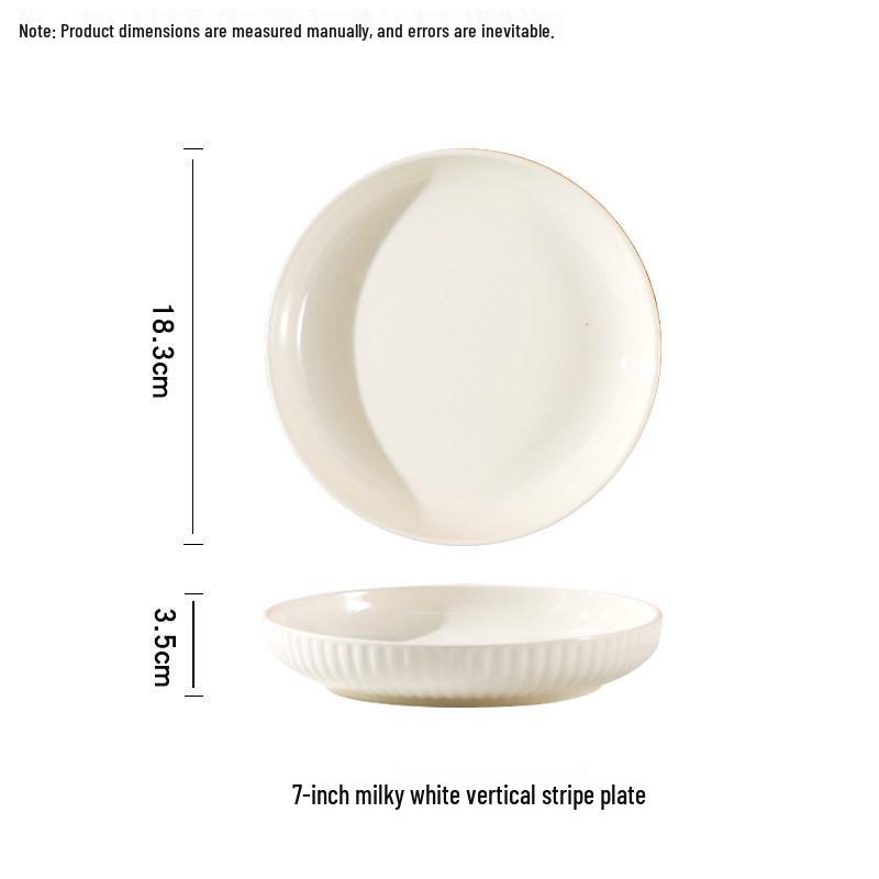 Ceramic Cream Color Block Dish Set, 4/6-Piece Deep Plate Tableware - Modern 2025 Style.