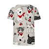 Weißes Doodle Hund Damen T-Shirt - Niedlicher Welpe & Bandana Grafik, Verspieltes Cartoon Print Design für Lässige Tägliche Kleidung
