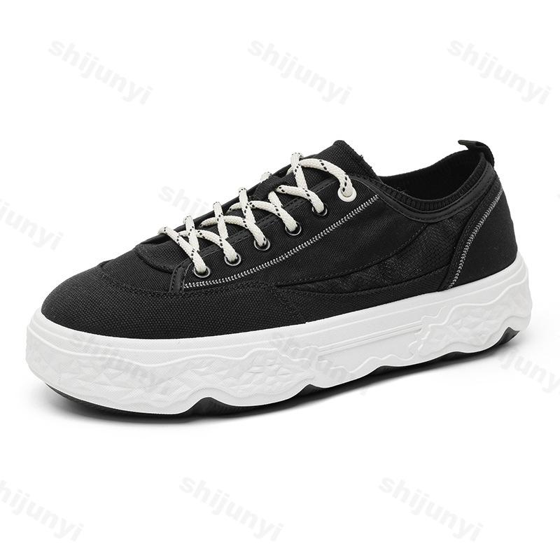 

Men s Fashi Trend Low Top Thick Soled Casual Canvas Shoes 2026 Autumn New Comfortable Versatile Color Block Platform sneakers 39 чёрный