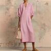 New Spring Summer Women's Clothing Solid Cotton Linen Loose Casual Bubble Sleeve Dress for Women