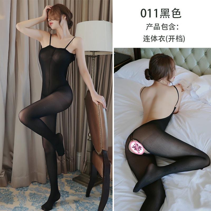 Sexy Lingerie Women's Suspender One-piece Stockings Sexy Transparent Temptation Open Stockings Onesie Hand-torn Onesie