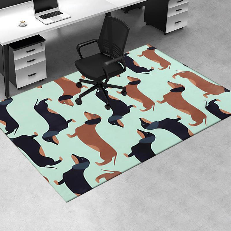 Office Carpet Dachshund Patterned Rug for Sofa Protection Under Chairs