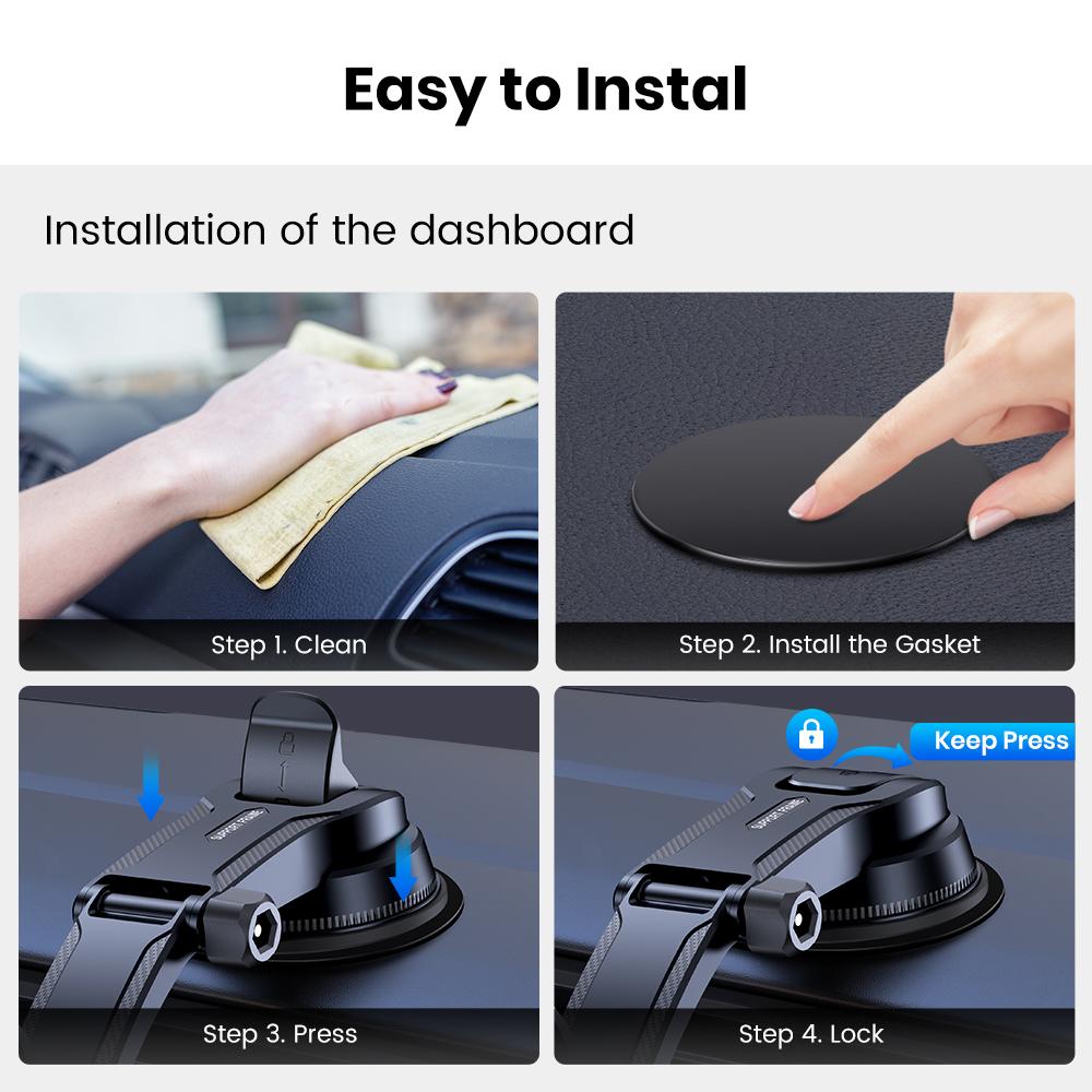 TOPK Universal Car Mount Phone Holder with Suction Cup Base Dashboard Car Cell Phone Stand For iPhone Samsung Google Huawei