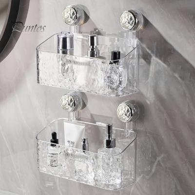 Scaffale per il bagno Montaggio a parete Appiccicoso senza punzonatura Grande appiccicosità Antiscivolo Trasparente Grande carico Supporto per drenaggio di grande capacità