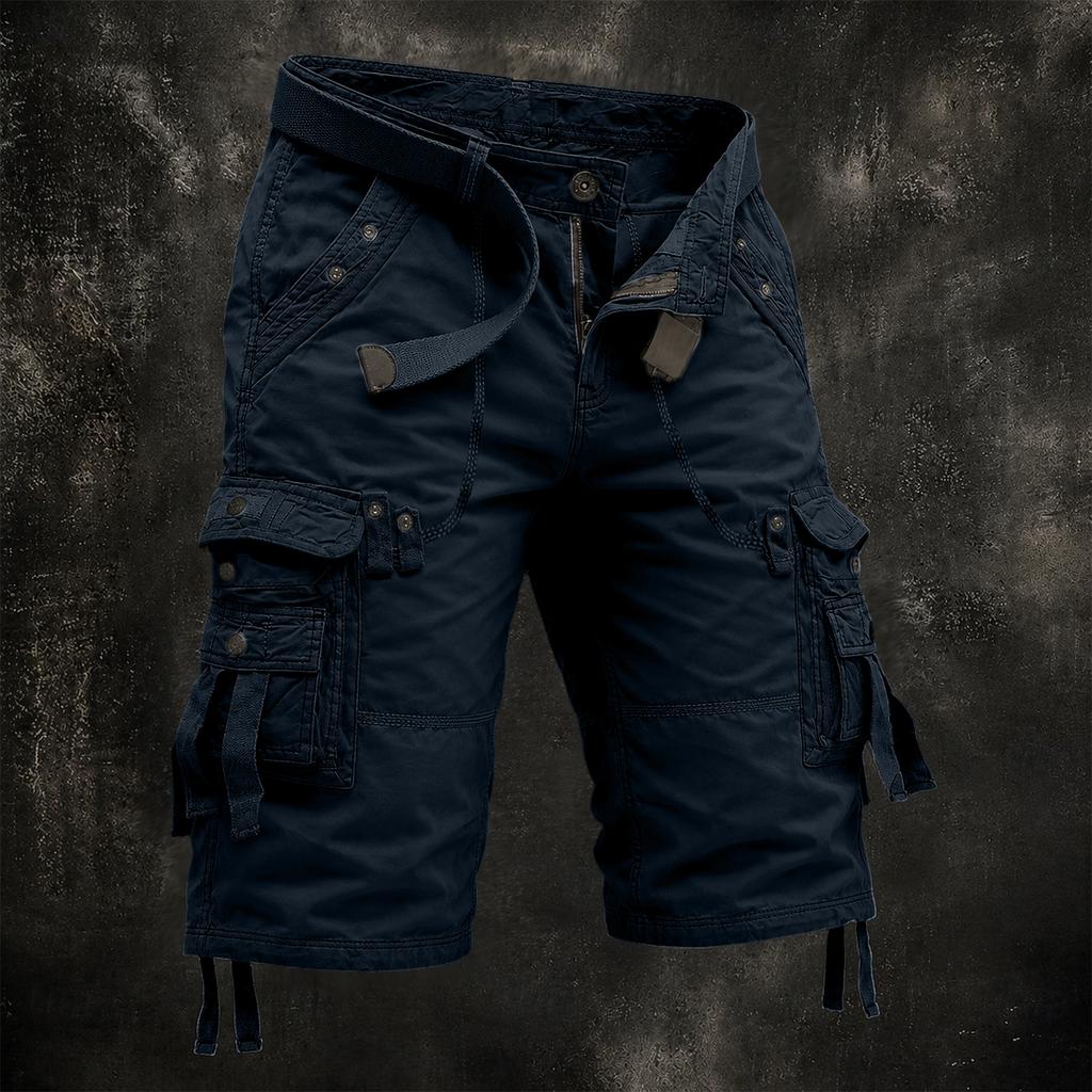 Men's Cotton Cargo Shorts with Multiple Pockets, Casual Summer Shorts (Belt Not Included)