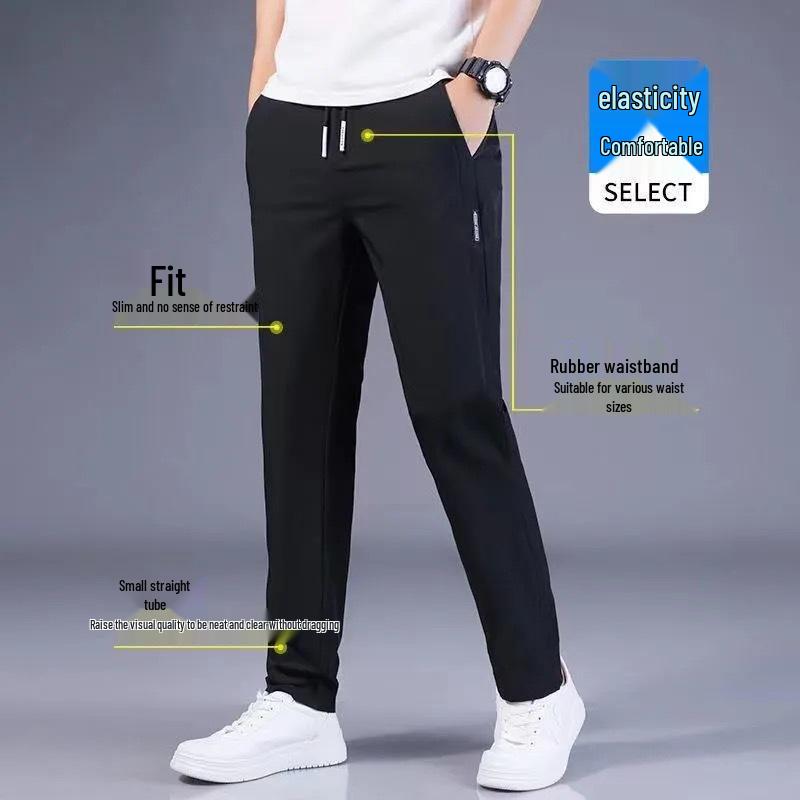 Men's Ice Silk Breathable Slim Straight Casual Summer Trousers