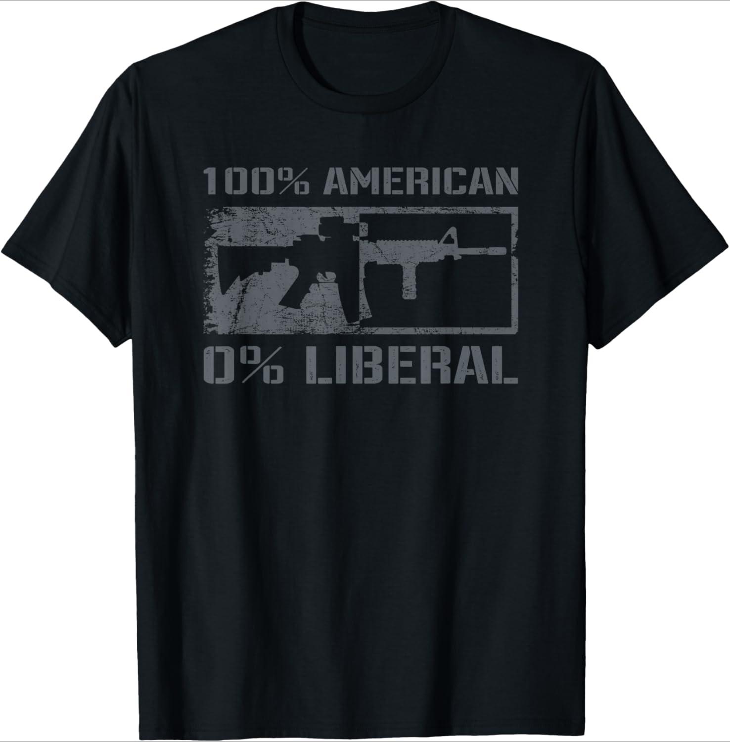 American Liberal 2nd Amendment AR15 Rifle Funny Gun design100 cotton summer Oneck short sleeve printed mens Tshirt S
