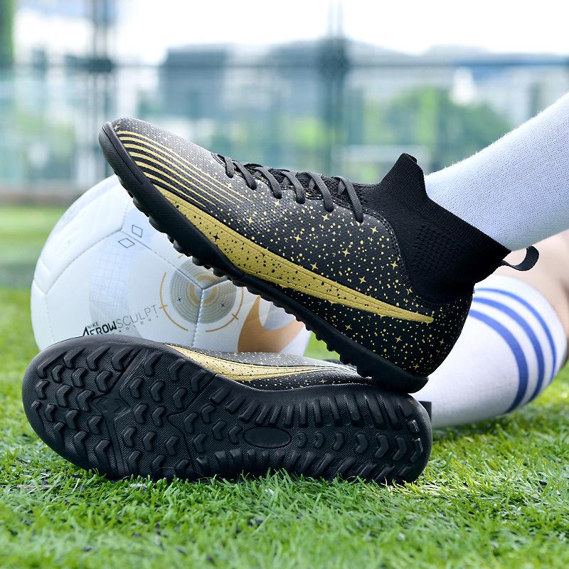 Factory High-top Football Shoes AG Long Nails Broken Nails Men and Women Artificial Grass Students Sports Training Football Spikes