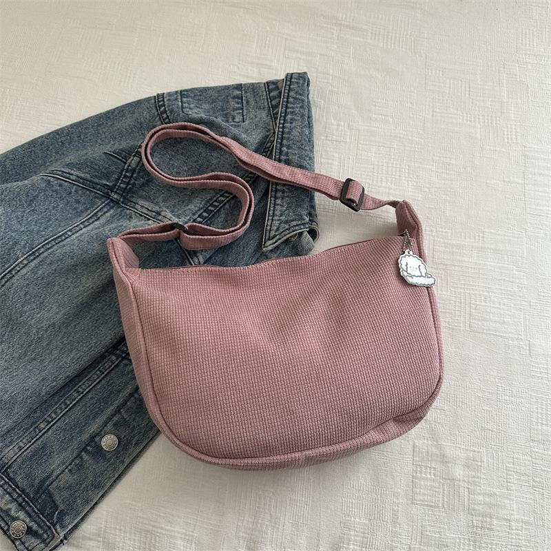 New Candy Color Waffle Art Student Versatile Simple Daily Women's Shoulder Crossbody Bag