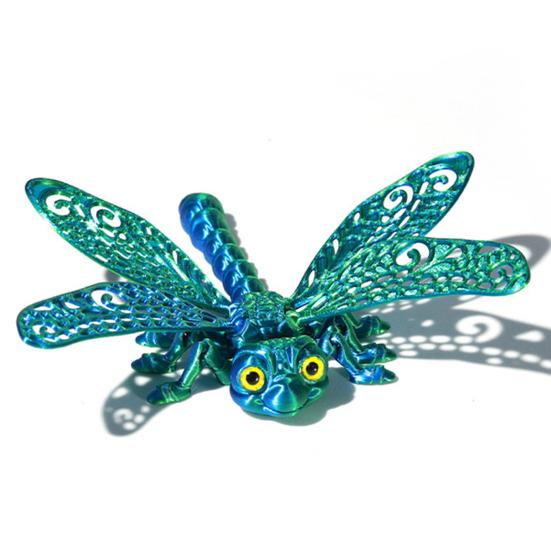 Creative Car Pendant Accessory 3D Printed Articulated Dragonfly Model, Flexible Realistic Animal Fidget Toys, Eco-friendly Plastic Figure