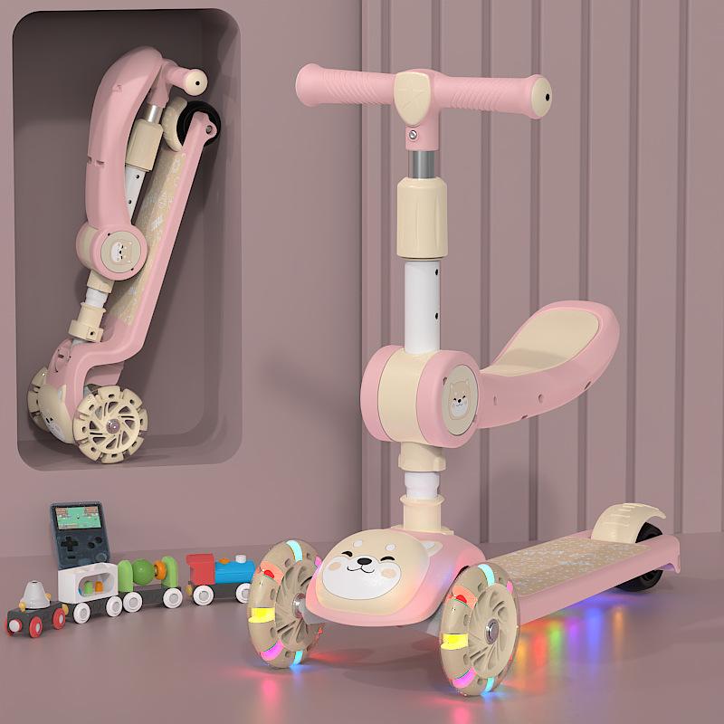 Hulajnoga dziecięca, Hulajnoga składana ślizgowa trzy w jednym dla chłopców i dziewczynek