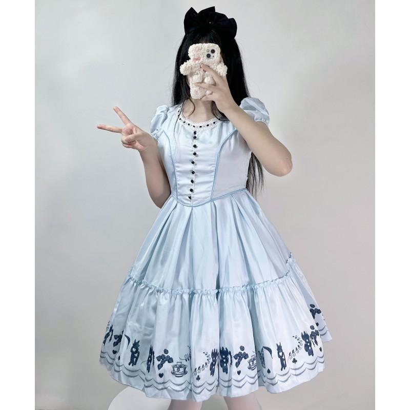 Alise Brīnumzemē Cosplay Tērps Zila Īsvīļu