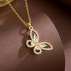 Diamond-Encrusted Butterfly Necklace for Women: Versatile High-End Design with Micro-Set Details and Elegant Clavicle Chain Jewelry.