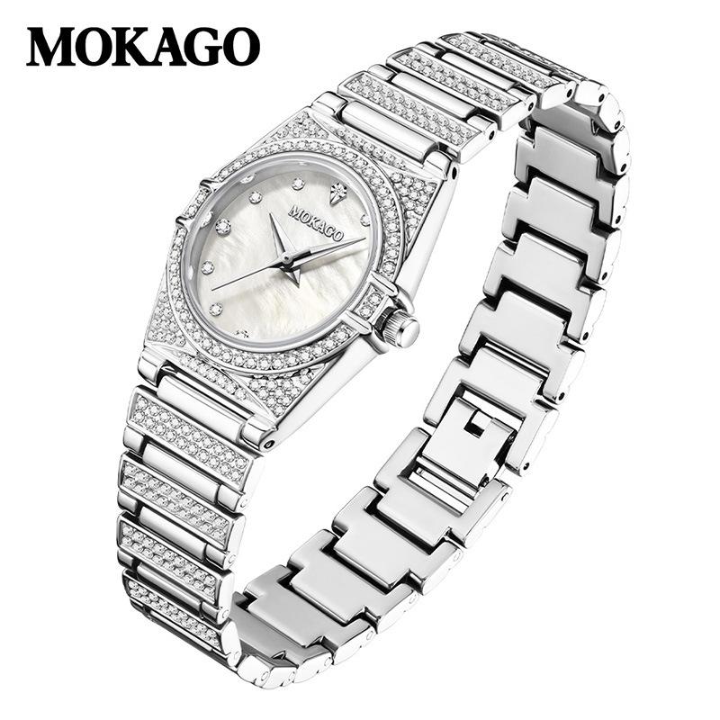 Mokaka Women s High-End Rhinestone Waterproof Wristwatch - Elegant Office Style