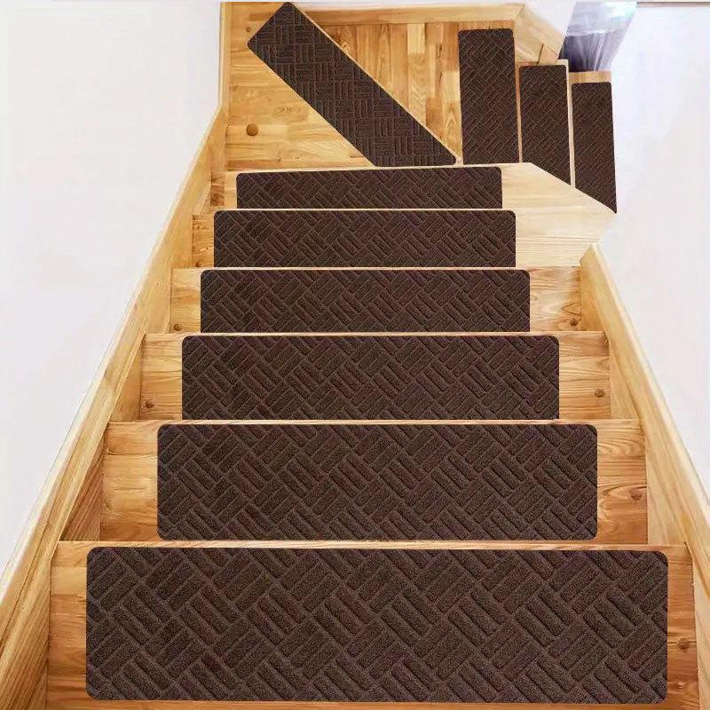 Soft Stair Step Pads with Diverse Embossing Self-adhesive Anti Slip Absorbent Properties Stair Carpet Rugs Protective Sticker Dirt Resistant Floor Mat