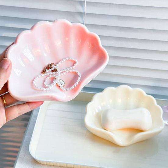 1/2 szt. Mydelniczka w kształcie muszli, bez odpływu, kompaktowy rozmiar, plastikowa, z funkcją automatycznego odprowadzania wody, łazienkowa półka na mydło