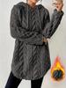 2025 Women's Solid Color Hooded Jacquard Slim Sweatshirt Jacket with Drawstring