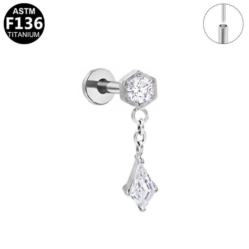 Titanium Zircon Opal Stud Earrings for Cartilage, Elegant European  American Style