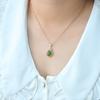 Hotan Jade S925 Silver Inlaid Jasper Egg Face Pendant for Women