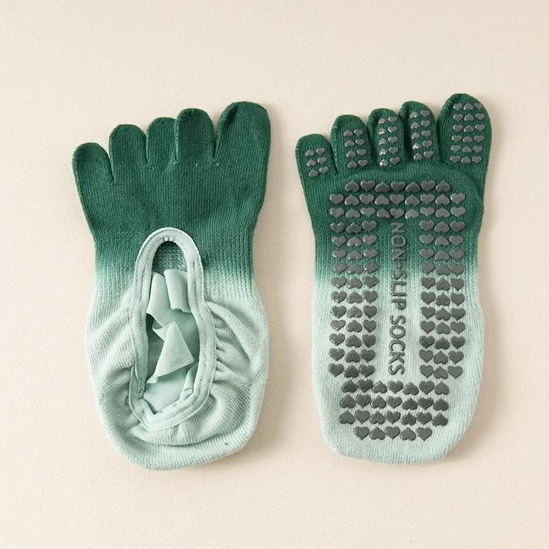 Calzini da Yoga Professionali in Silicone Antiscivolo Gradiente Calzini da Pilates Senza Schienale Traspiranti a Cinque Dita Calzini Sportivi da Fitness per Palestra Indoor
