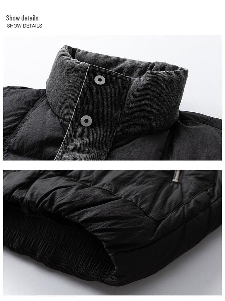 LEE Collaboration Men's Winter Denim Patchwork Down Jacket, 90% Down.