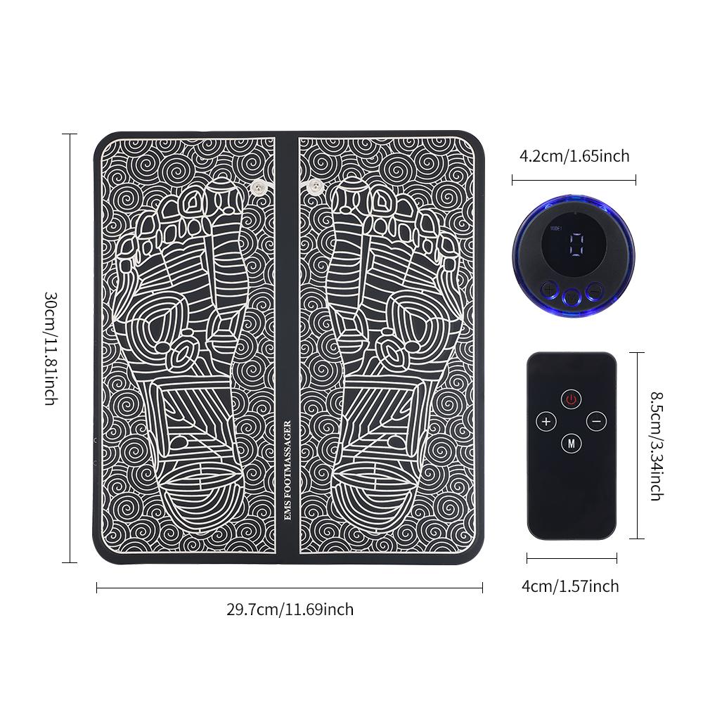 Durable And Safe Electric Ems Foot Massager Pad Muscle Stimulator Foldable Cushion 8 Modes 19 Levels Improve Blood Circulation Relief Pain