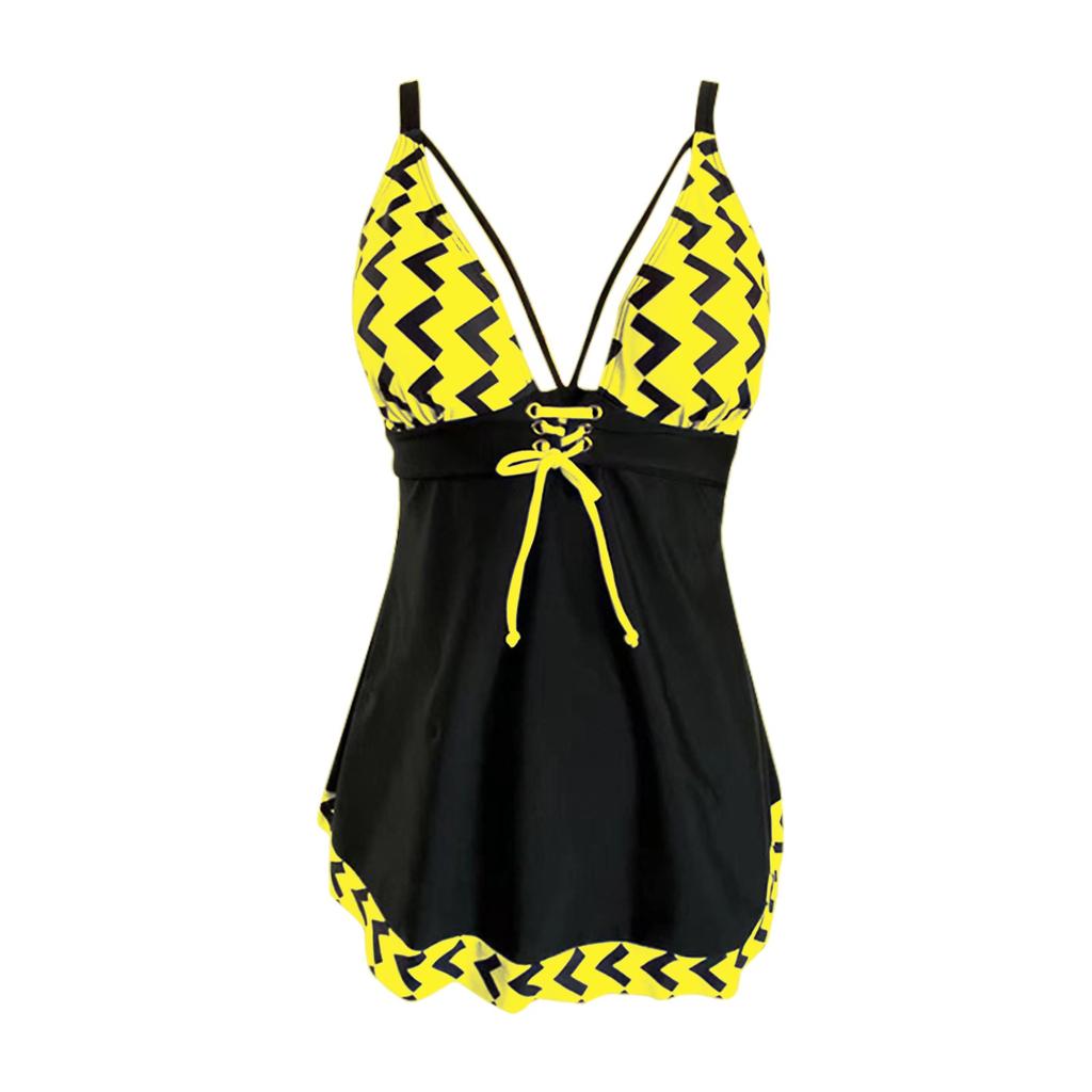 Women's Split Swimsuit Conservative Dress Boxer Shorts Swimsuit Open Back Swimsuit