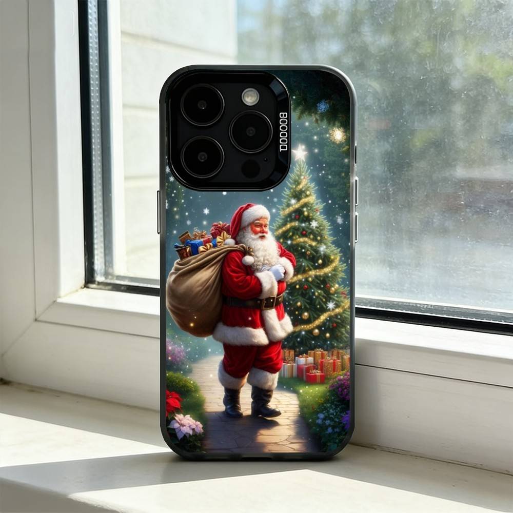Christmas Santa Claus Phone Case For iPhone 17,16,15,14,13,12,11 Plus,Pro Max,XS,Colorful Silver Black Cover