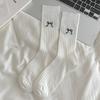 Women's Summer Thin Solid Color Bow Mesh Breathable Tube Stack Cotton Socks