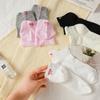 Women's Candy-colored Hollow Thin Breathable Invisible Socks Korean Style Cute Heel Embroidered Bow