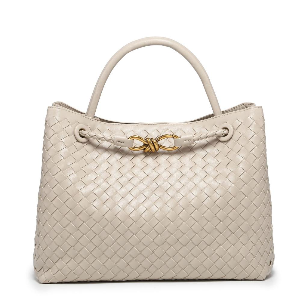 Cross-border Hot ** New Woven Women's Bag Metal Rope Buckle Shoulder Tote Bag Portable Large Capacity Retro Women's Bag