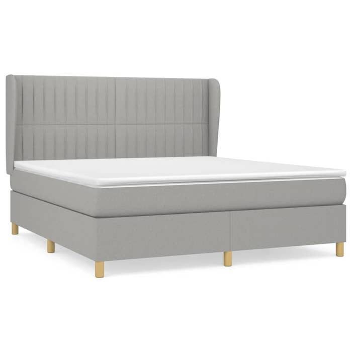 3128693 vidaXL Divan-lit Tapissier Avec Matelas Gris Clair 160x200cm Tissu