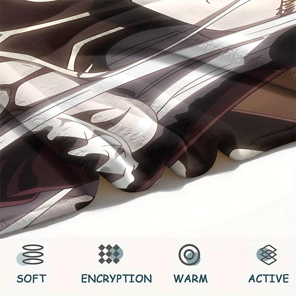 1PC OVERLORD Print Flannel Blanket, High quality All Seasons, Home Decor, Warmth and Comfort, Perfect for Christmas Gifts