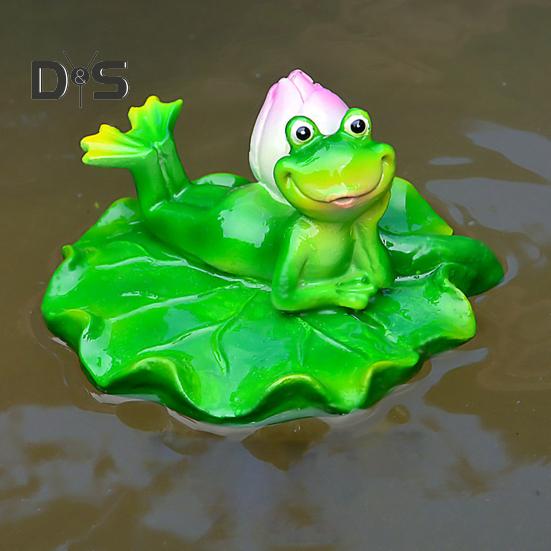 Floating Frog Statue Resin Cartoon Relaxing Frog Ornament Pond Floating Frog Figurine for Aquarium Garden Pool Water Feature Decor
