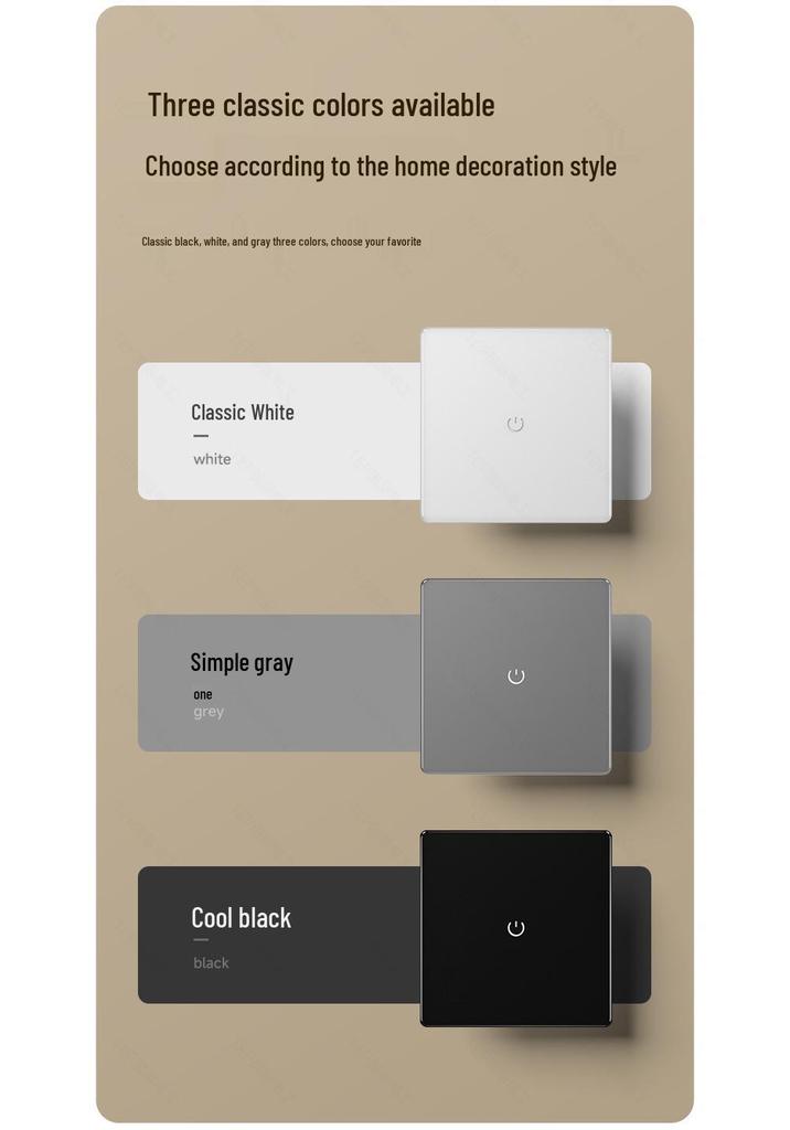 3-Gang Smart Glass Panel Switch, Bluetooth Mesh, Black, Mijia App Compatible