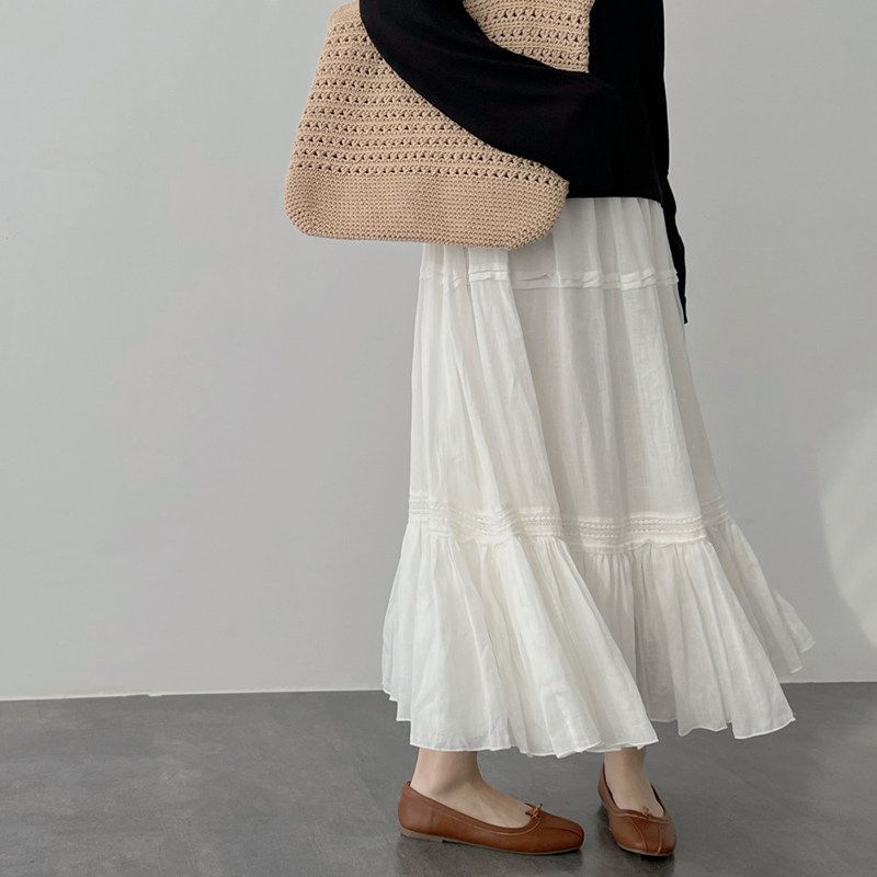 French Elegance High-End Stylish Niche Style Skirt White S
