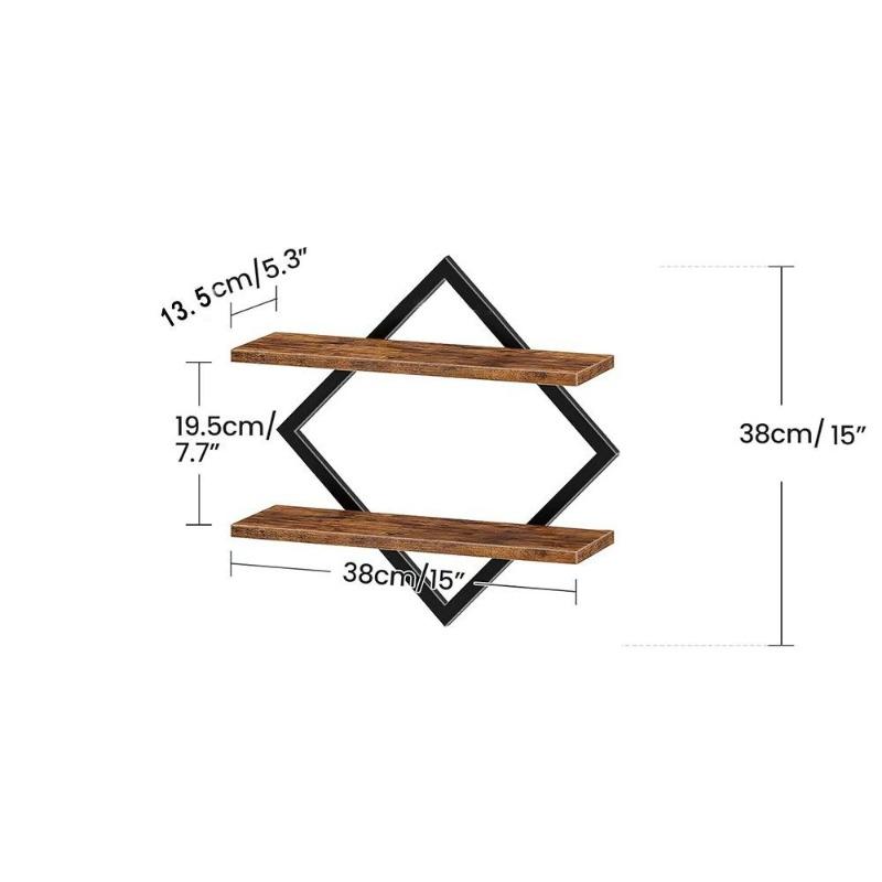 Retro Wall Mounted Shelves, Double Layer Rustic Wooden Storage Rack for Bathroom, Kitchen, Living Room Decor