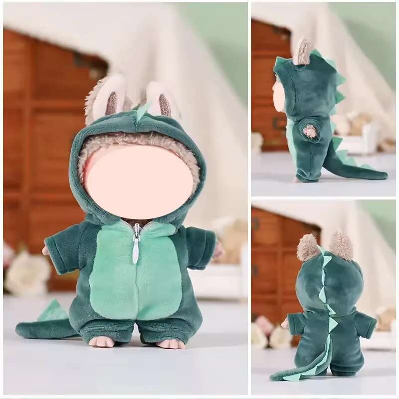 1517Cm Plush Doll Clothes For Labubu Doll'S Clothes Dinosaur Animal Suit Black Suit Rose Crown Outfit Accessories Doll Clothing