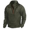 Men's Fall Stand-Up Collar Half-Zip Long-Sleeve Sweatshirt, Pullover, Sports Training Long-Sleeve Polo Shirt