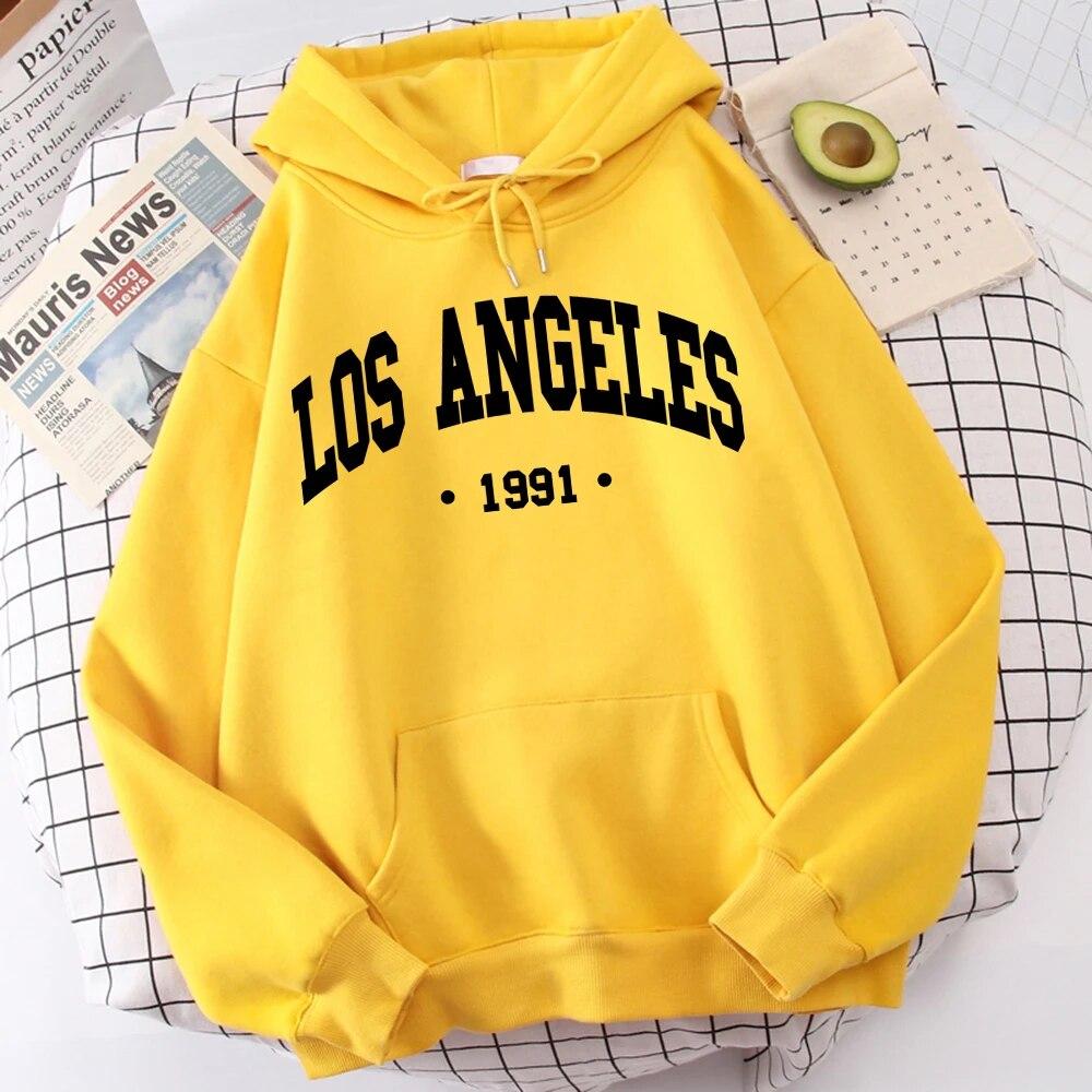 

Женская толстовка с длинным рукавом Los Angels 1991, одежда с буквами города США, спортивный костюм большого размера, простые качественные толстовки, повседневные топы с круглым вырезом