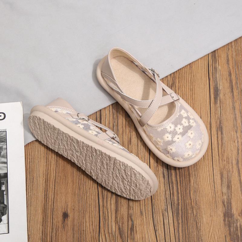 Fashion Women's Single Shoes Summer 2025 New Thick Sole Mesh Embroidered Lace Cloth Shoes Casual Comfortable Breathable Sports Shoes