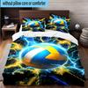 Flaming Football In Action 3pcs Bedding,Including 1pc Duvet Cover And 2pcs Pillowcases Perfect for Christmas,Ideal for Bedroom, Dormitory