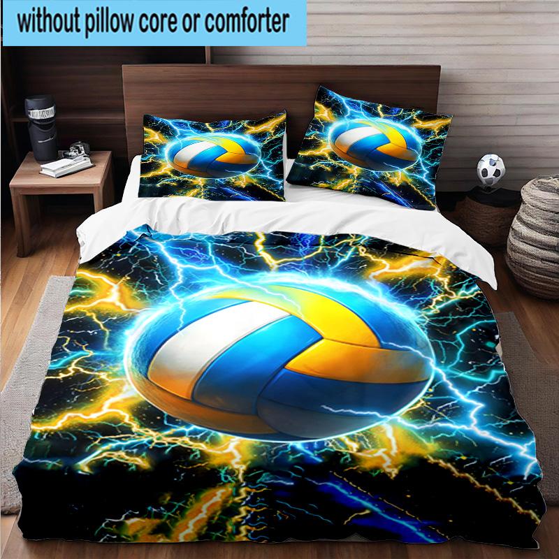 Flaming Football In Action 3pcs Bedding,Including 1pc Duvet Cover And 2pcs Pillowcases Perfect for Christmas,Ideal for Bedroom, Dormitory