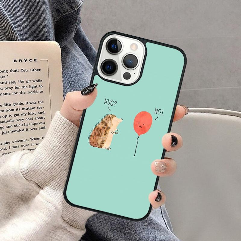 Hedgehog and Balloon Phone Case for iPhone 17 Air 16 16e 15 Plus for Apple 13 11 12 14 Pro Max Cover coque Shell