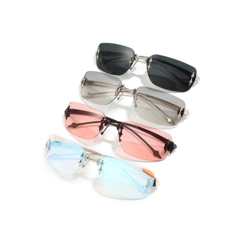 Y2K Retro Punk Rimless Eyeglasses Women Gold Lightweight Comfortable UV400 Fashion Accessories