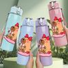 1PC Puppy Lying On Pink Mat Print 750ml Color Plastic Sports Water Bottle Leakproof Flip Straw Lid Suitable for Sports Office Home Use