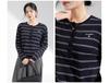 Women's Long Sleeve Merino Wool Striped Base Layer T-shirt, Autumn/Winter Outerwear or Innerwear, Cardigan Top.