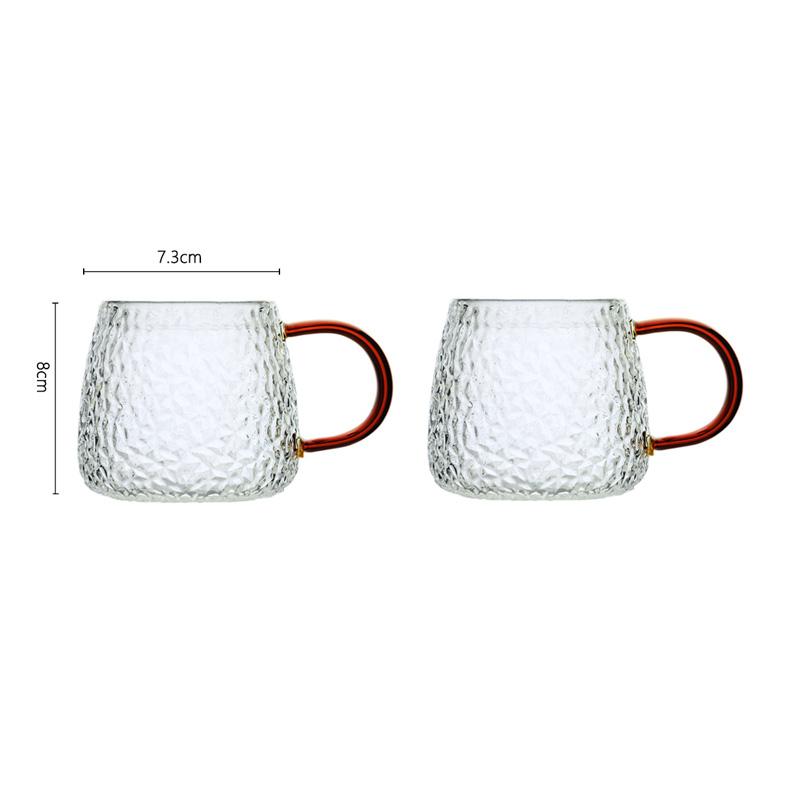 

330ml Hammer Pattern Glass Cup Household Large Capacity Heat Resistant Hot Tea Mug Creative Water Cup Coffee Cup Holiday Gifts 2pcs